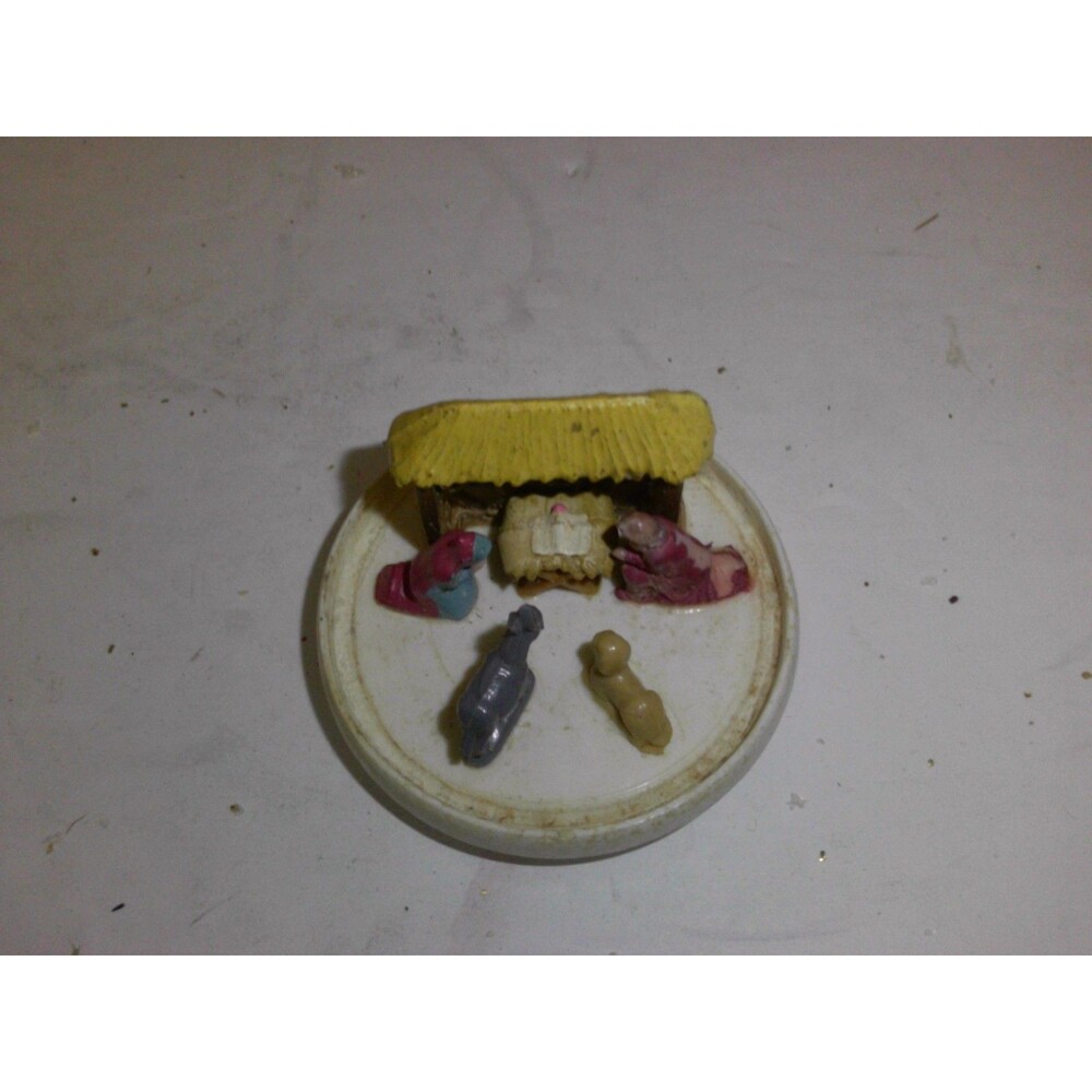 1950s Miniature Nativity Set Round Base Germany
